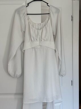 Altar'd State White Long Sleeve Square-Neck Mini Dress